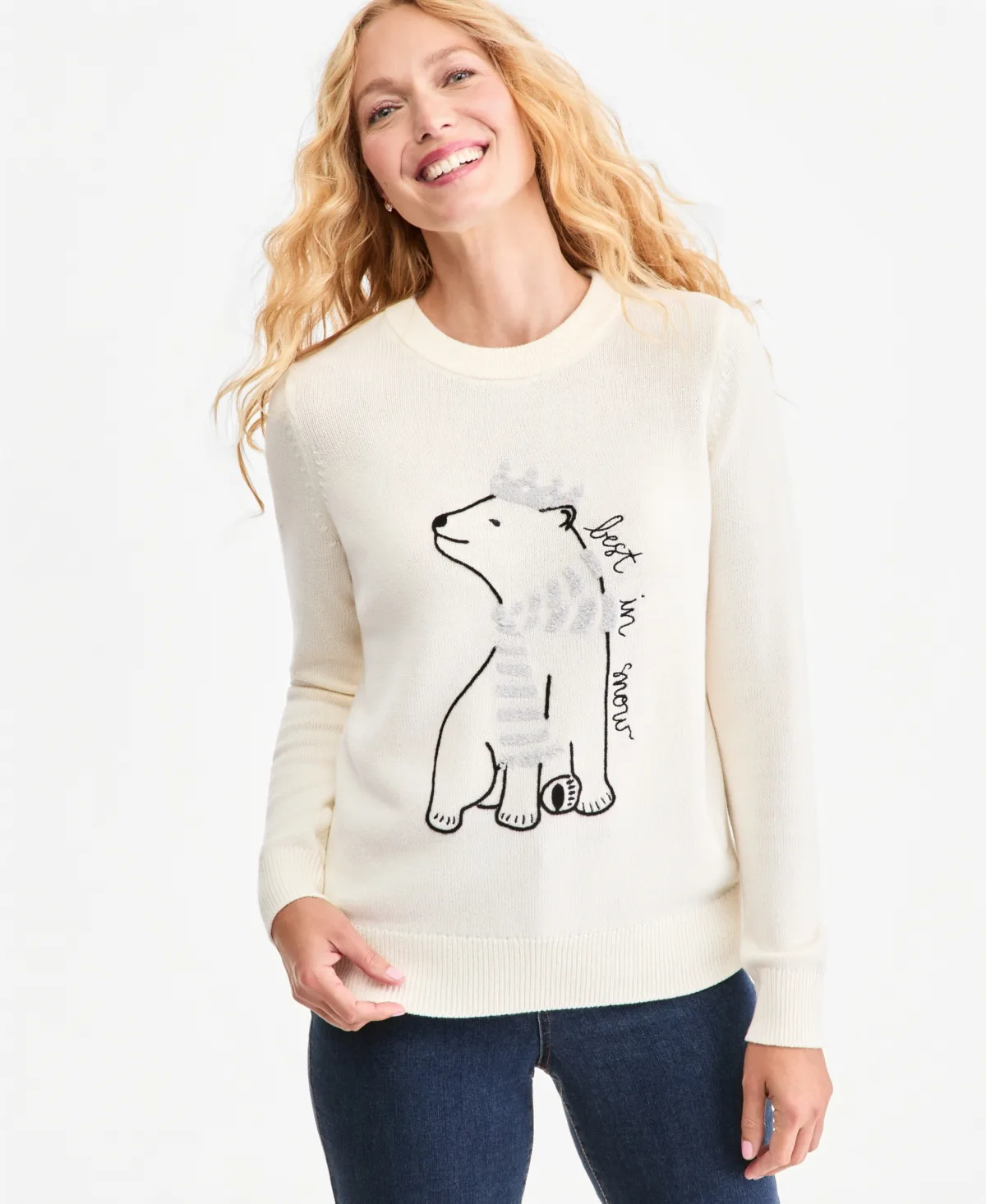 Holiday Crewneck Long-Sleeve Sweater by Style & Co
