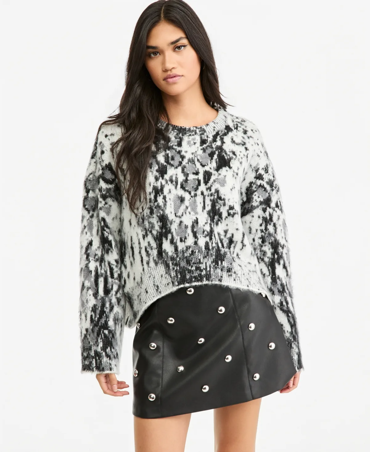 Animal-Print High-Low Sweater by Bar III