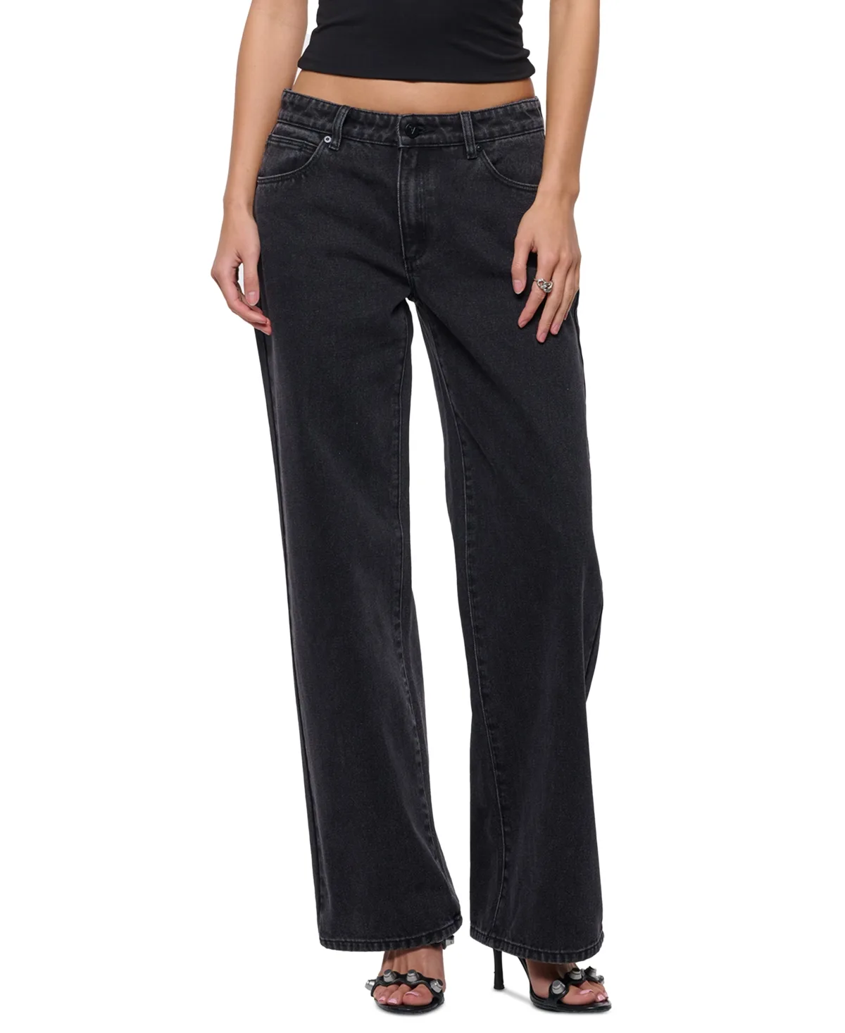 Heidi High-Rise Wide-Leg Slubby-Textured Jeans by Abrand