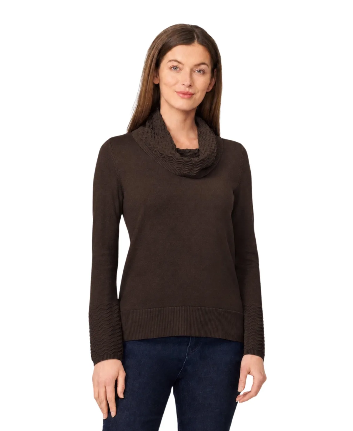 Melissa Paige Chevron-Trimmed Cowl-Neck Sweater by PAIGE