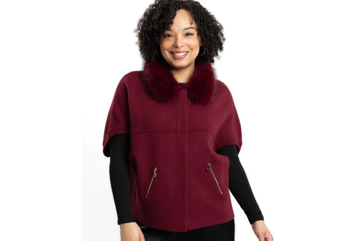 Cynthia Jacket with Detachable Faux Fur Collar by Caldwell Collection