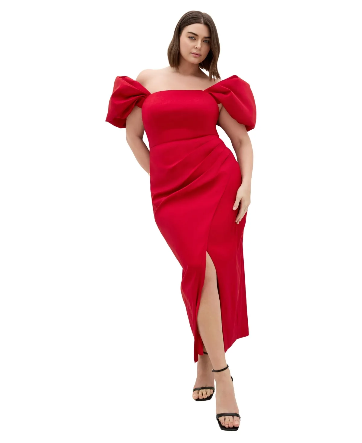 Elyse Puff-Sleeve Off-Shoulder Maxi Dress by City Chic
