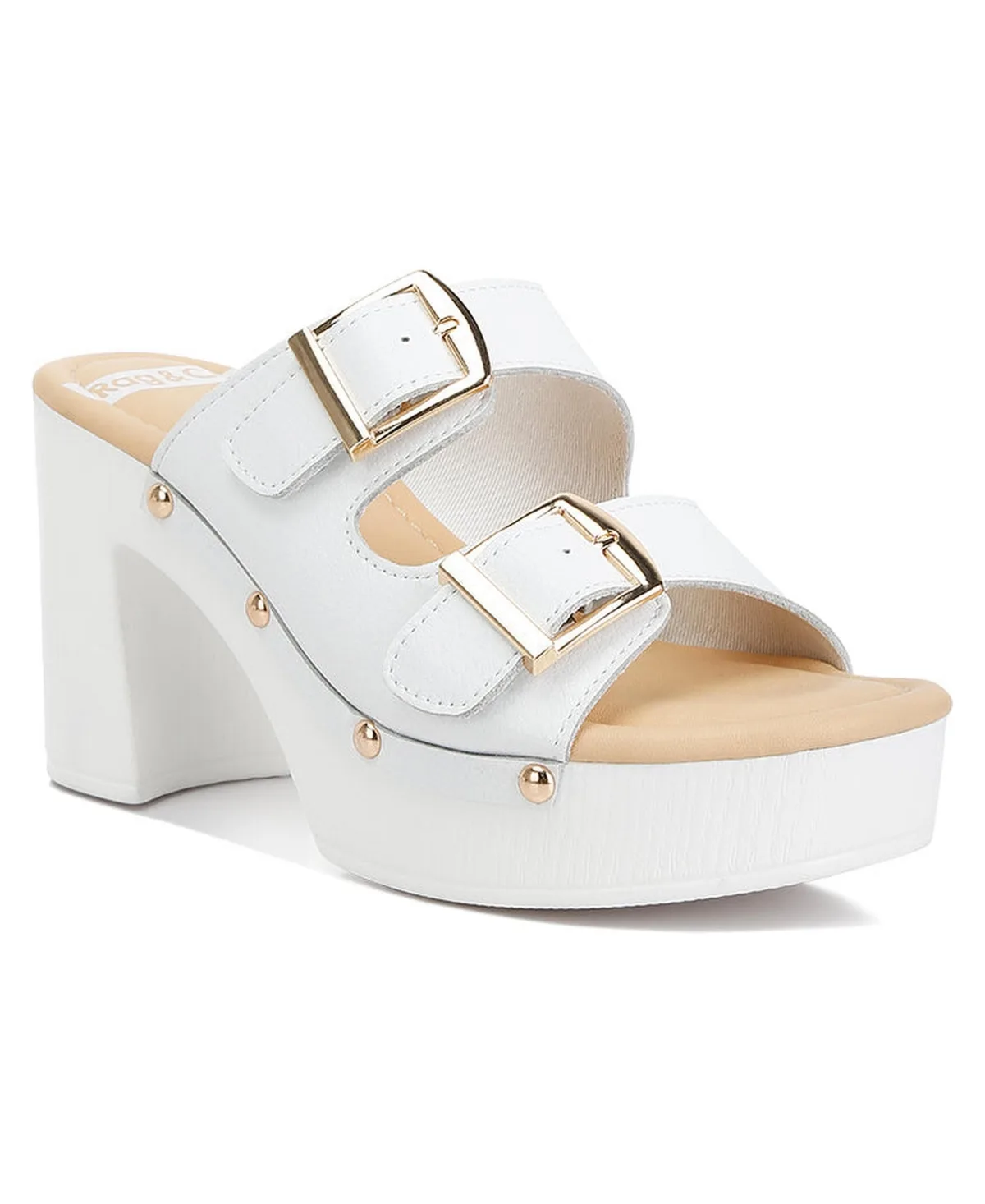 Kenna Dual Buckle Strap Sandals - White Faux Leather