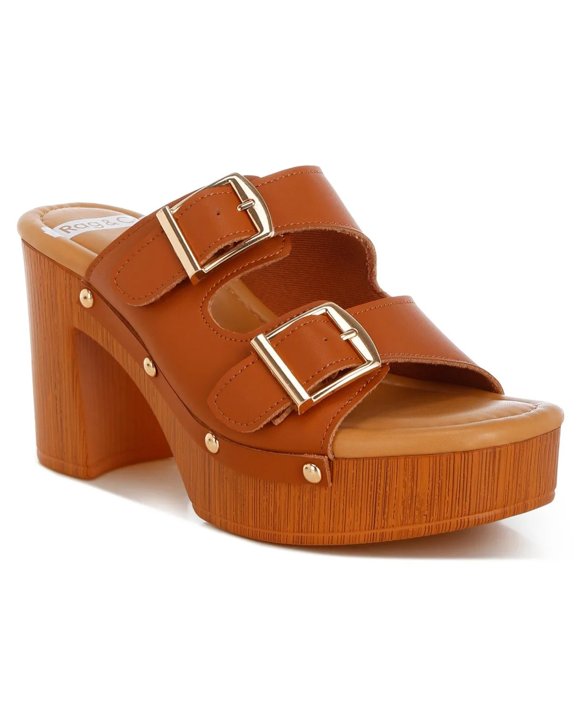 Kenna Dual Buckle Strap Sandals - Tan Faux Leather
