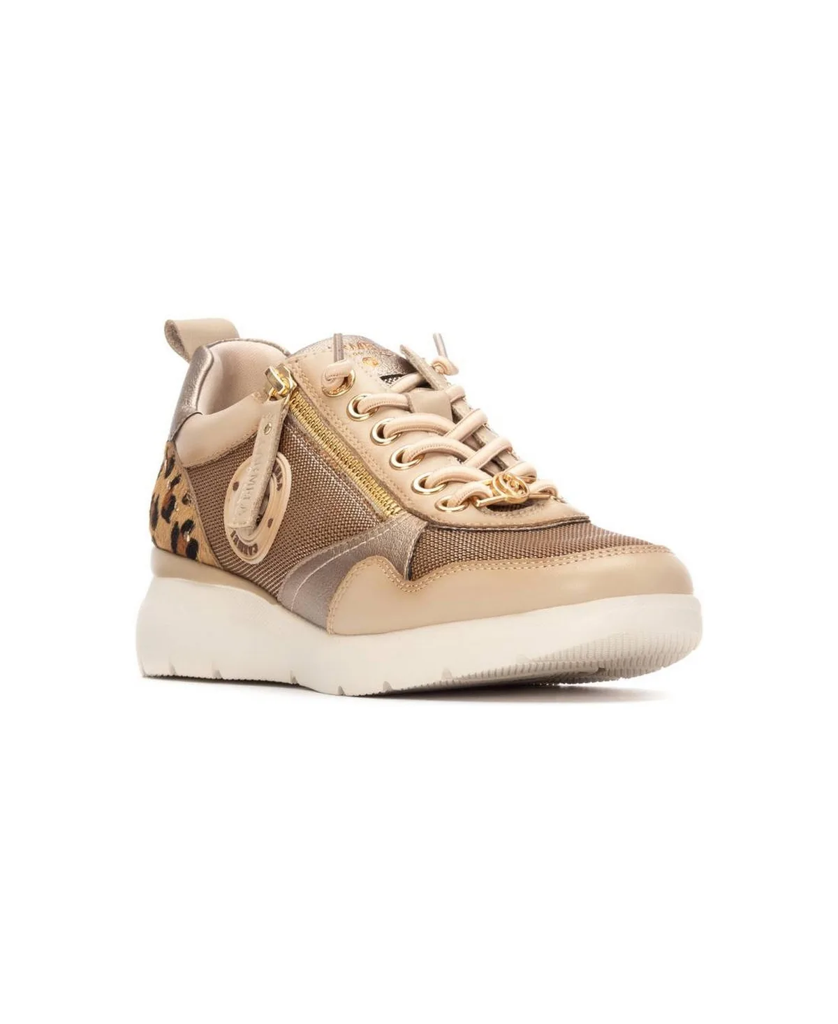 Carmela Leather Wedge Side-Zipper Sneakers