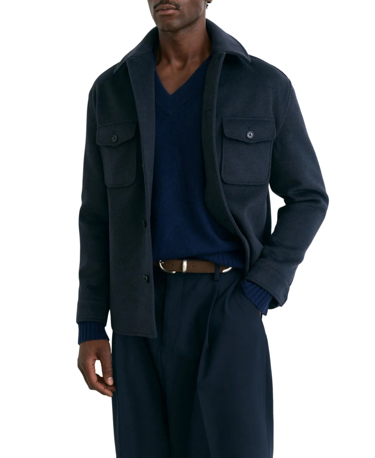 Liam Twin-Pocket Classic-Fit Wool-Blend Overshirt