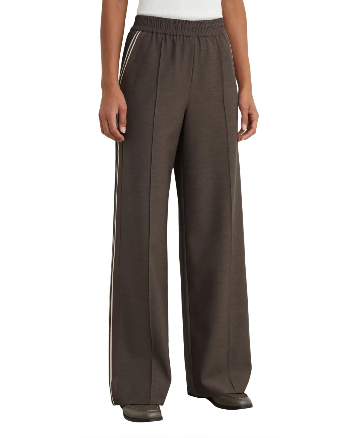 Marlow Melange Pull-On Wide-Leg Pants by Reiss