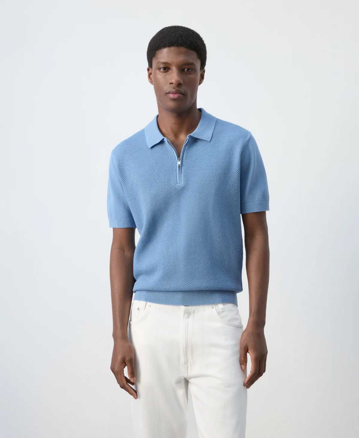Zipper Knitted Polo Shirt by Mango