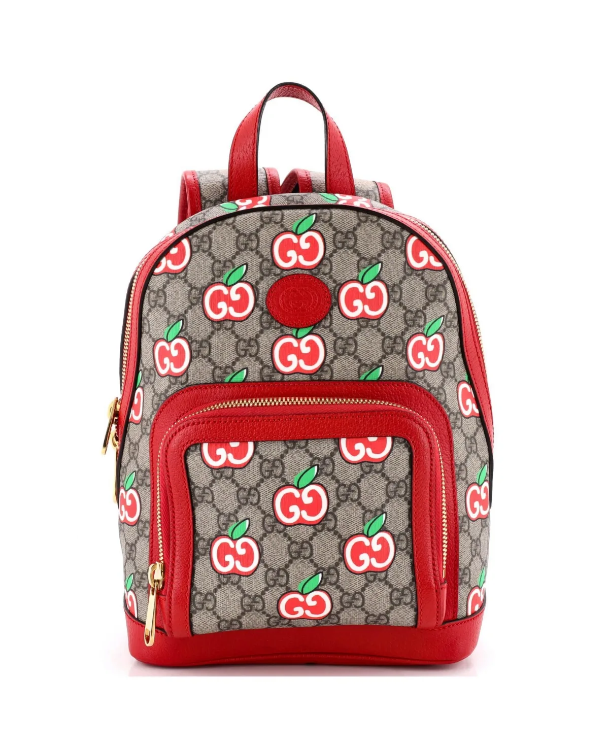 Pre-Owned Gucci Small Zip Pocket Backpack Apple Gg Coated Canvas by Gucci