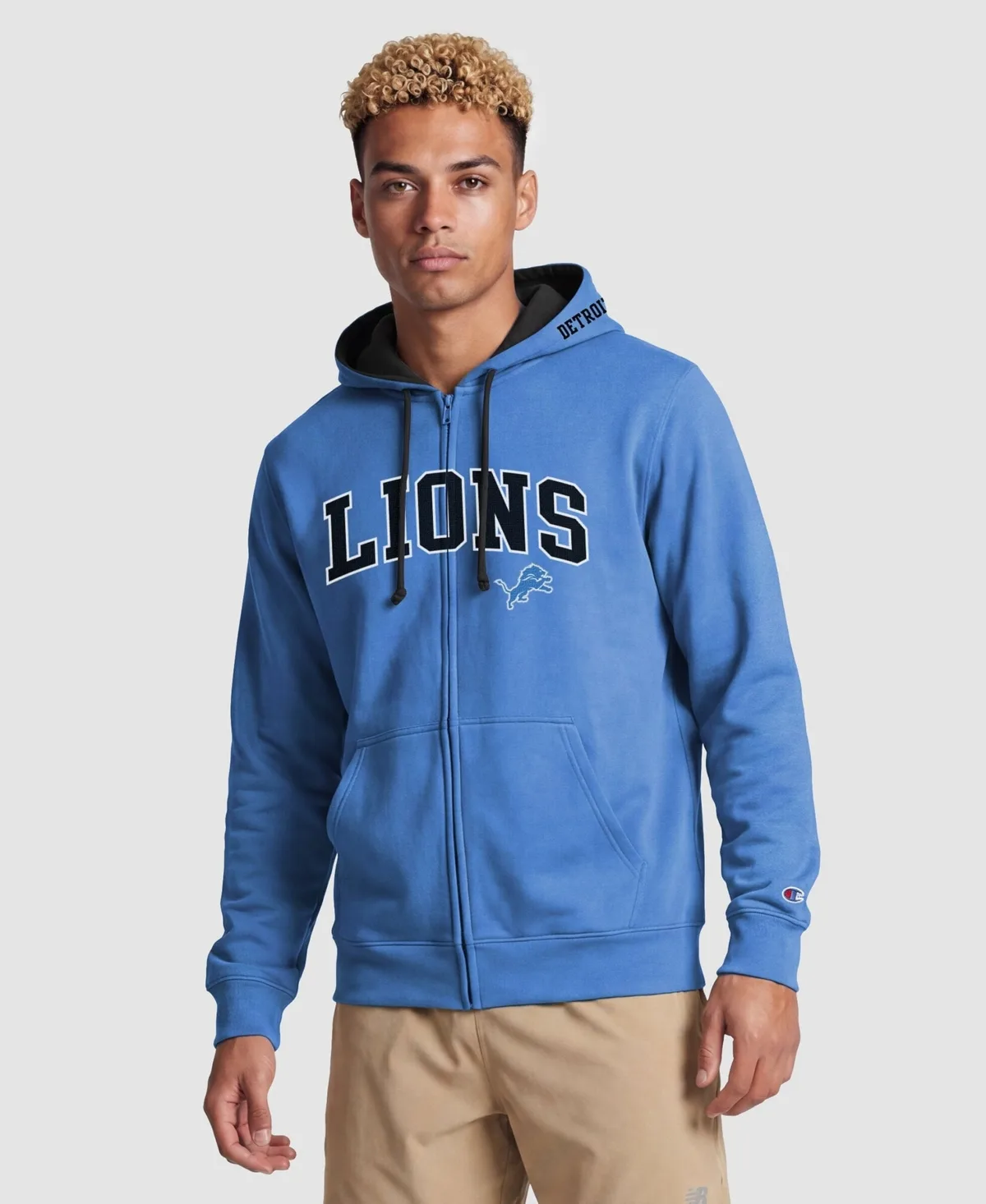 Detroit Lions Full-Zip Fleece-Lined Hoodie by Champion