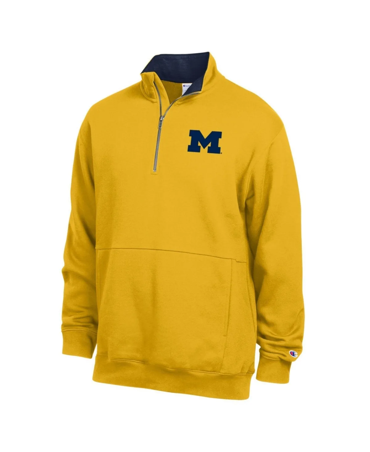 Michigan Wolverines Dropped-Shoulder Fleece Quarter-Zip Pullover Sweatshirt by Champion