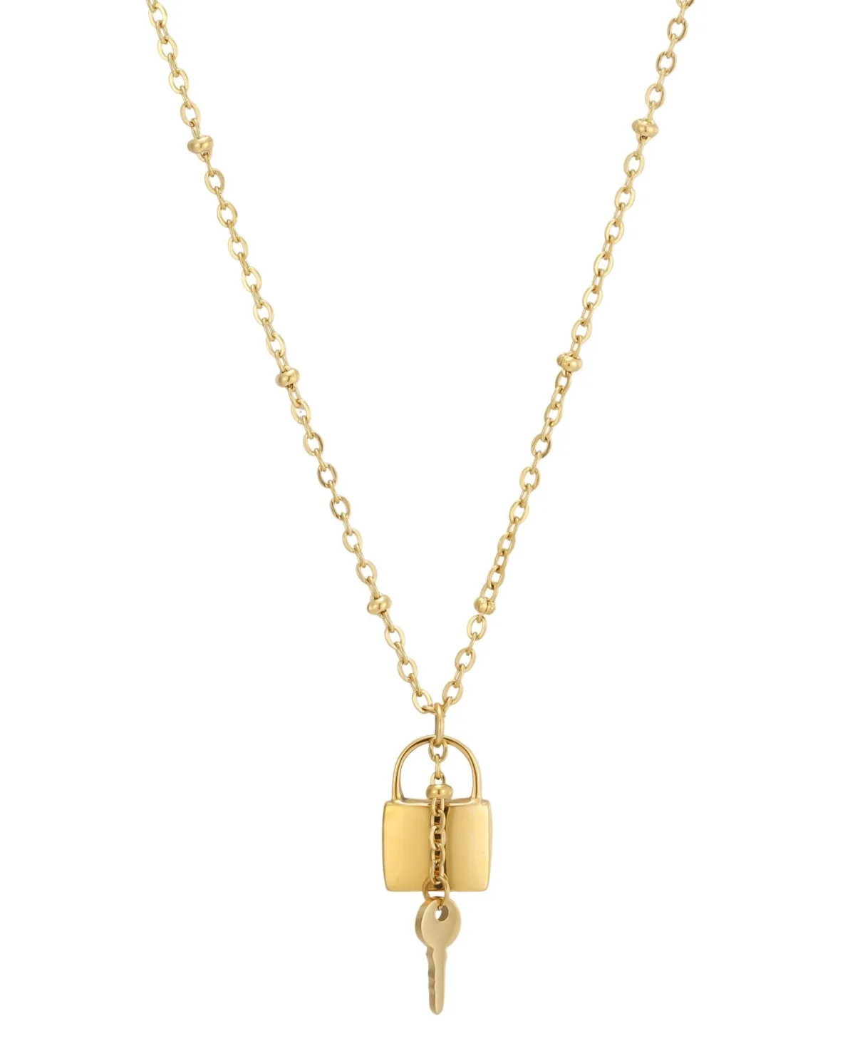 Gold-Tone Padlock Key Necklace by Adornia