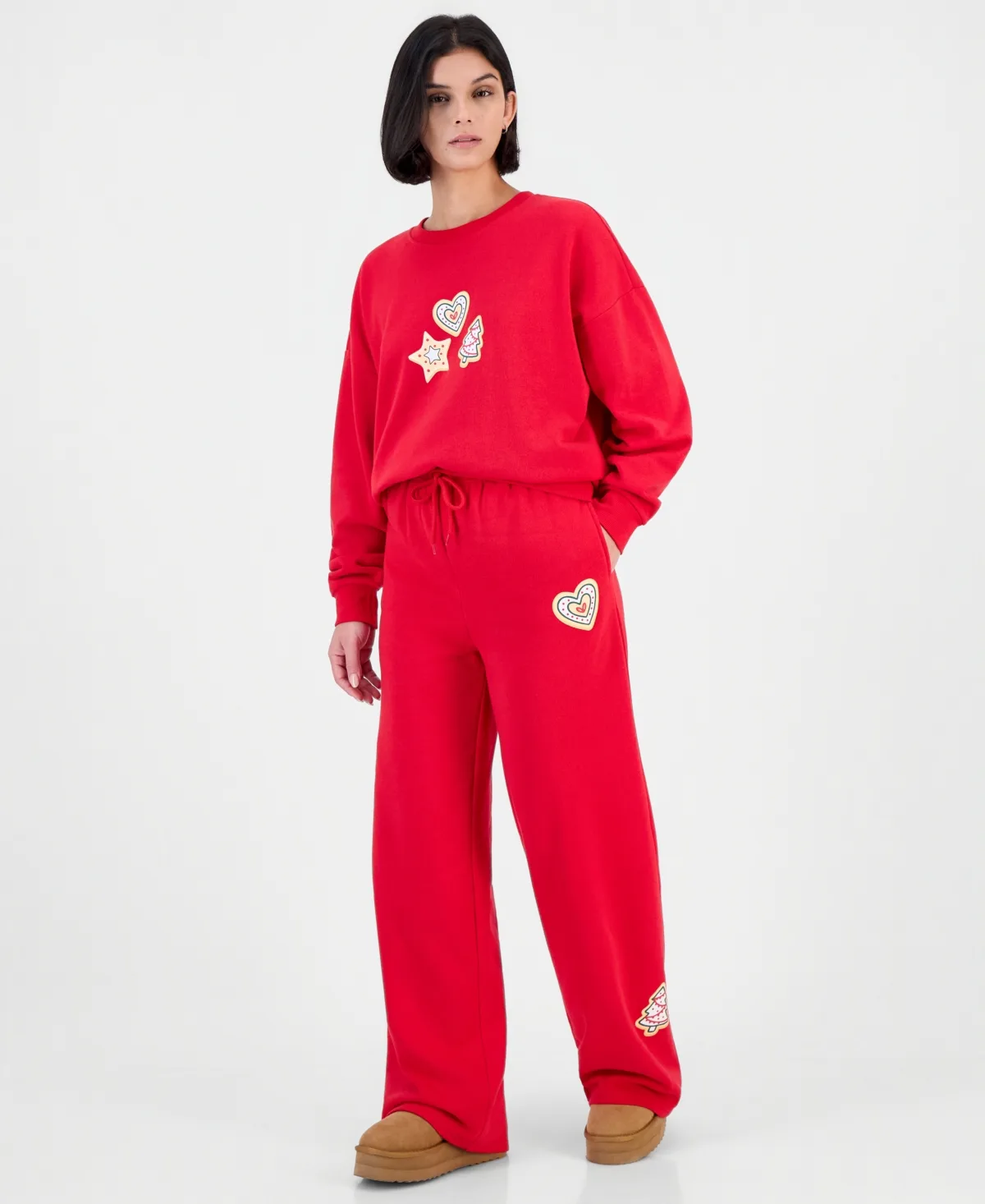 Christmas Cookie Wide-Leg Fleece Sweatpants by Rebel Veil