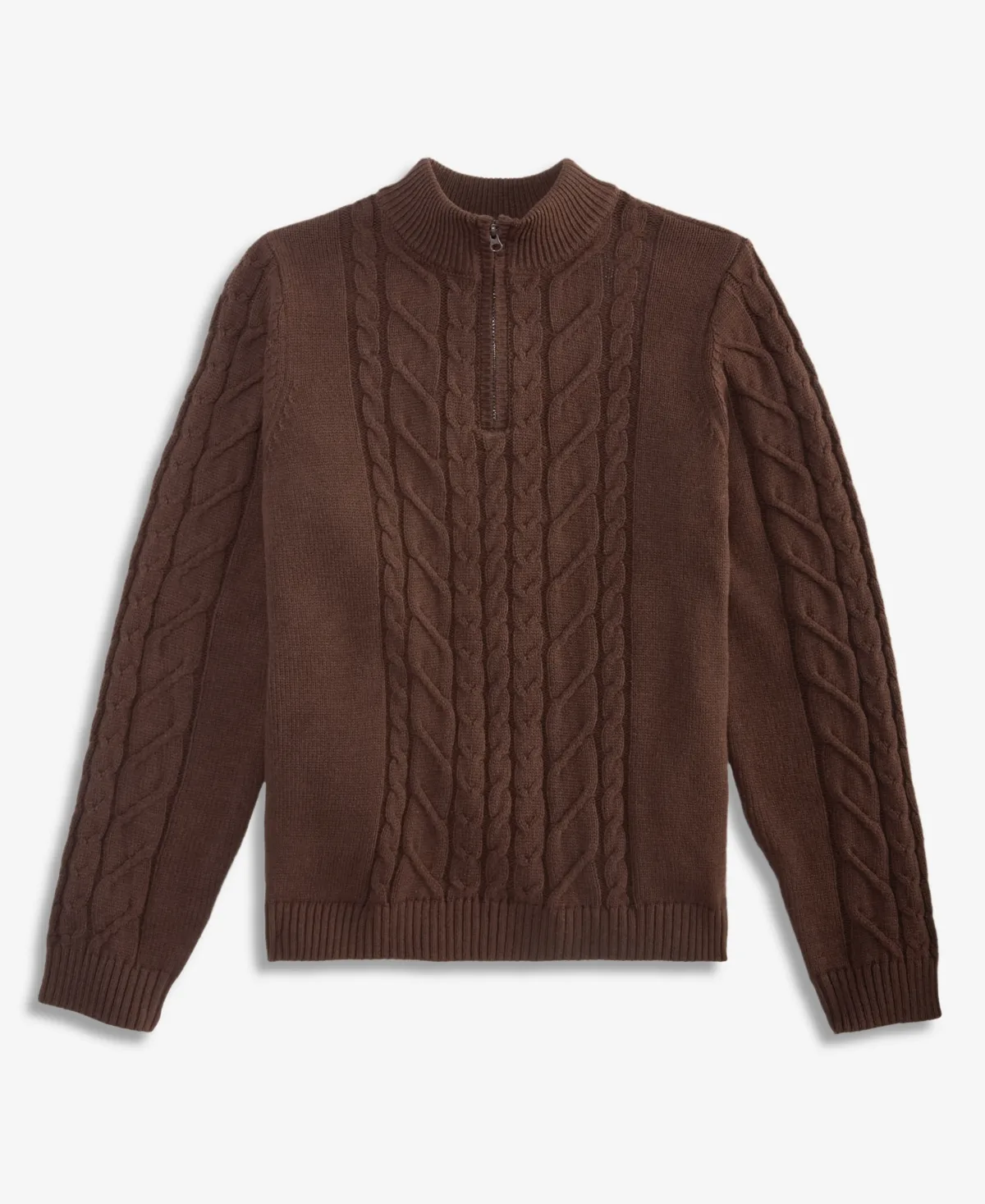 Cable-Knit Quarter-Zip Mock-Neck Sweater by Epic Threads