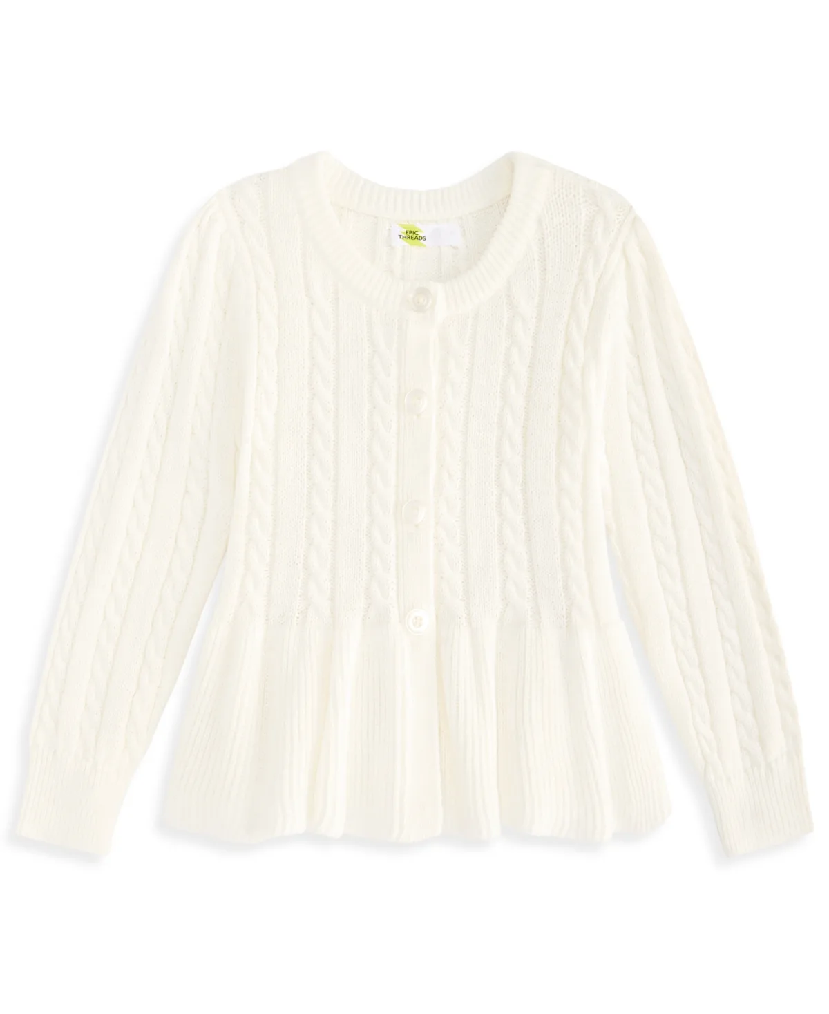 Cable-Knit Peplum Cardigan by Epic Threads