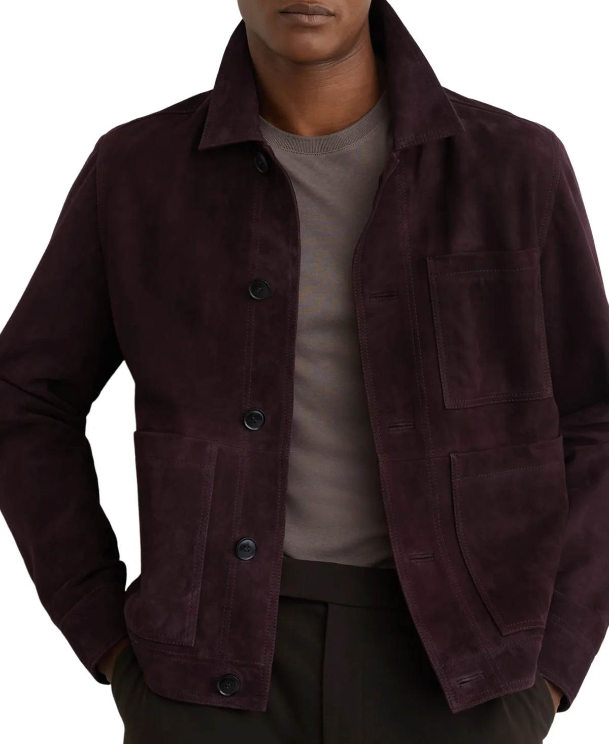 Witead Suede Button-Through Trucker Jacket by Reiss