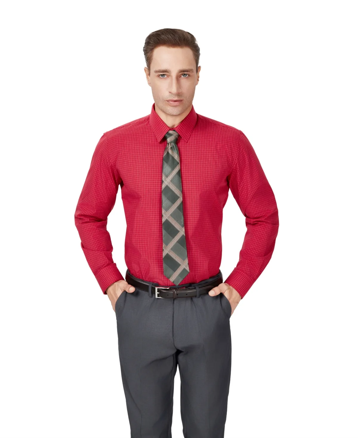 Slim-Fit Grid Dress Shirt by Alfani