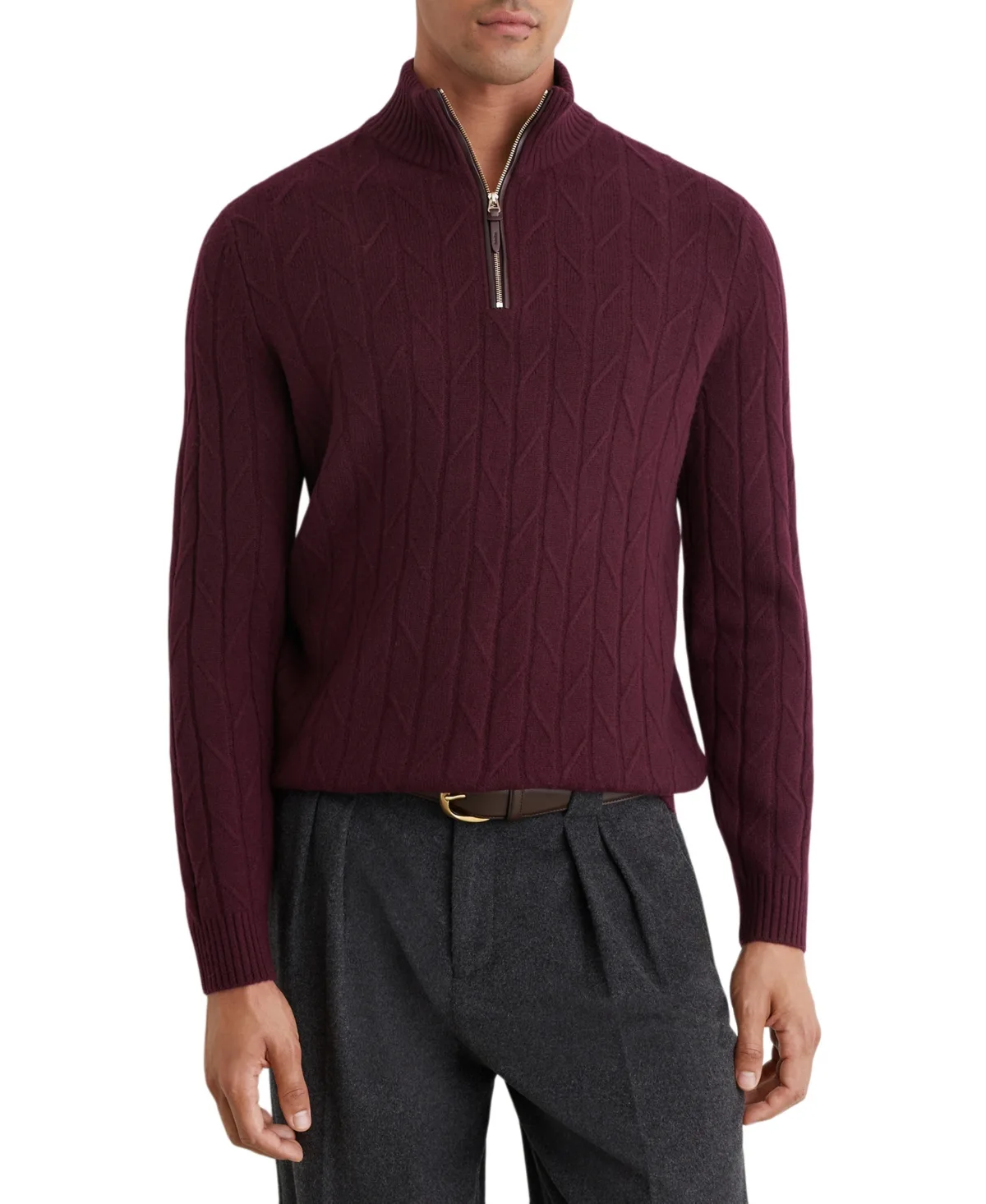 Douglas Half-Zip Slim-Fit Wide-Rib Wool Sweater by Reiss