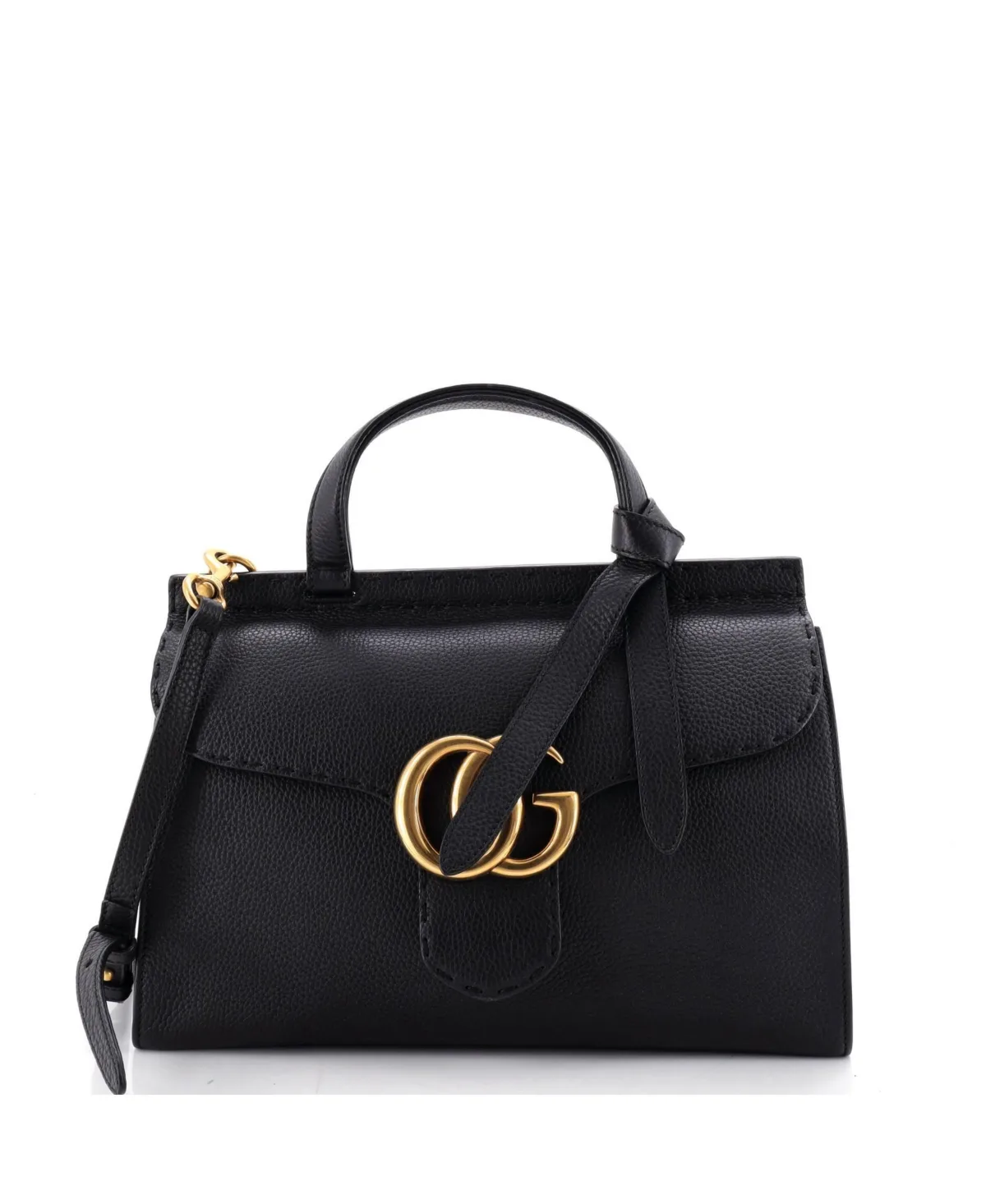Pre-Owned Gucci Small Gg Marmont Top Handle Bag Leather