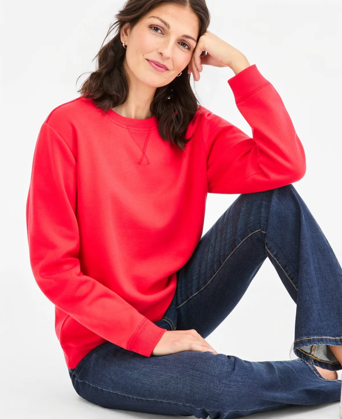 Crewneck Long-Sleeve Fleece Sweatshirt by Style & Co