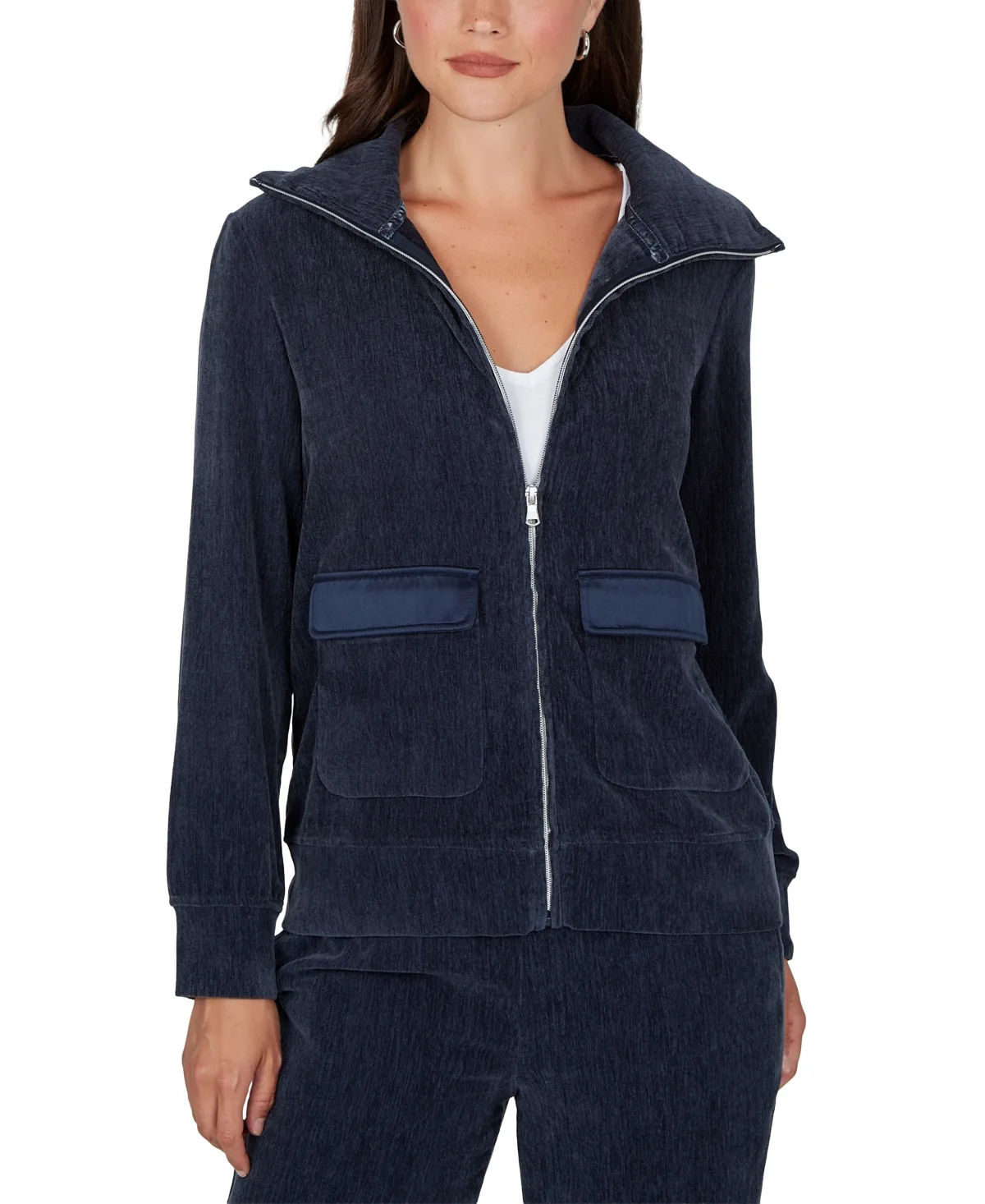 Long-Sleeve Collared Velveteen Jacket by Ruby Rd
