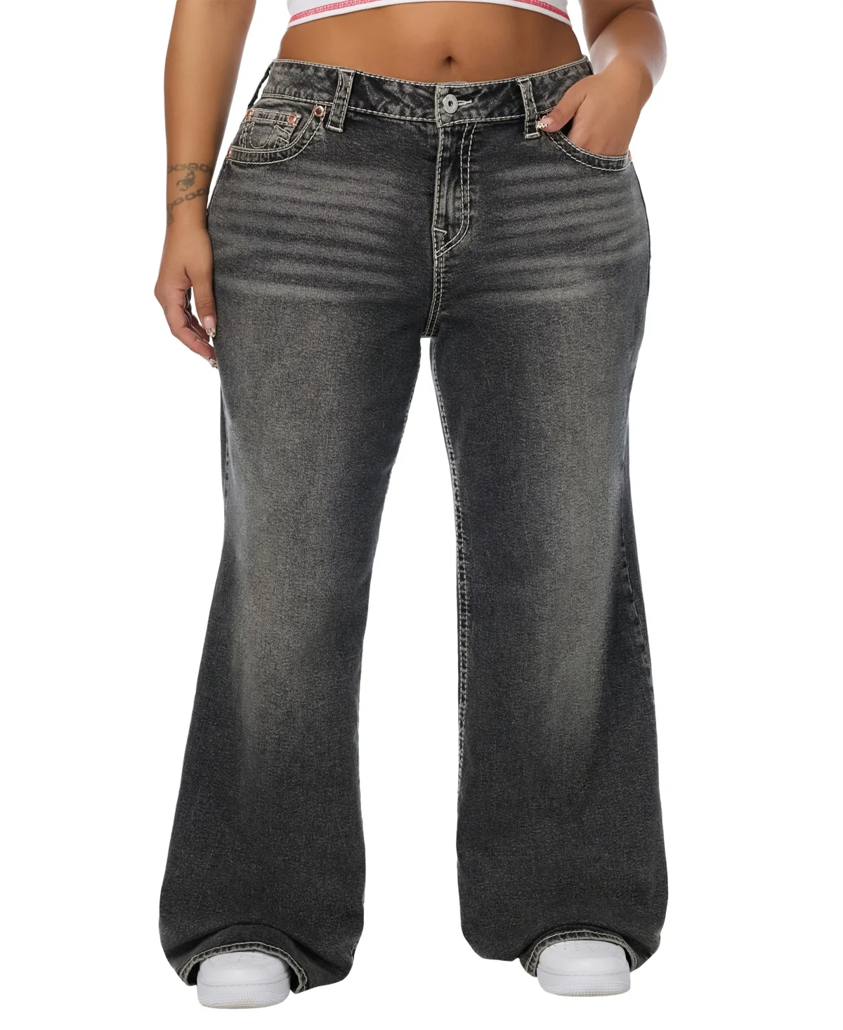 Bobbi Baggy Mid Rise Denim Jeans by True Religion