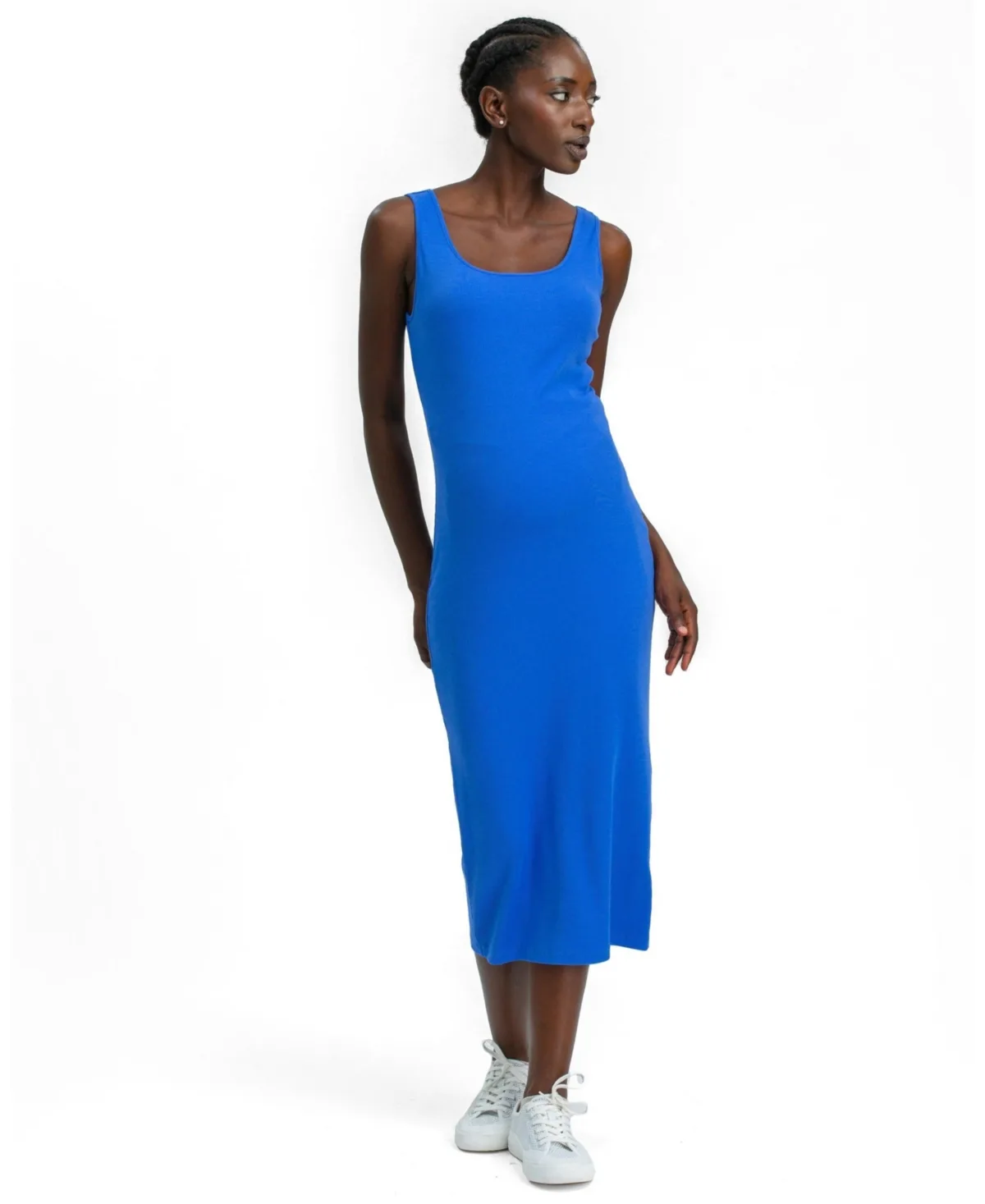 Ibiza Square-Neckline Midi Ribbed Tank Dress by Pietro Brunelli Maternity