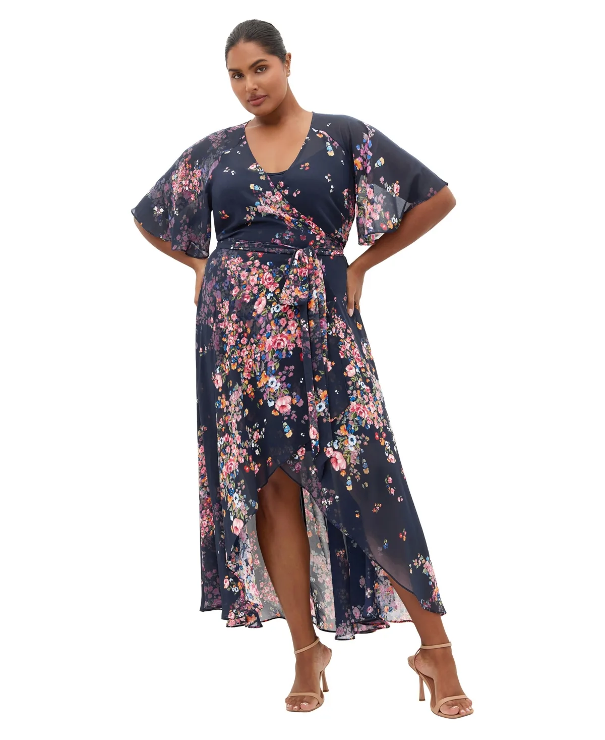 Lovers Lane Floral-Print V-Neck High-Low Dress