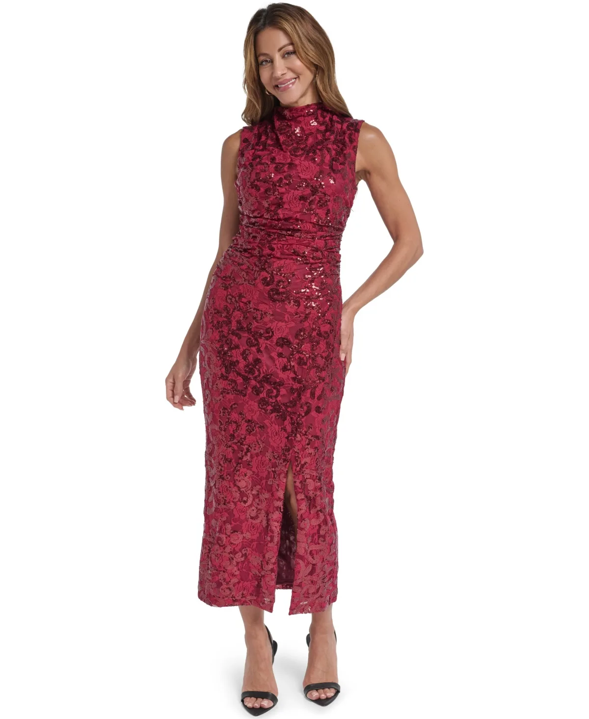 Sequin Lace Cowl Neck Bodycon Midi Dress by Vince Camuto