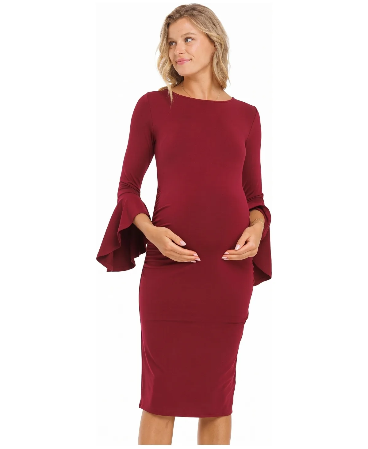 Boat-Neck Bell-Sleeve Dress by Hello Miz