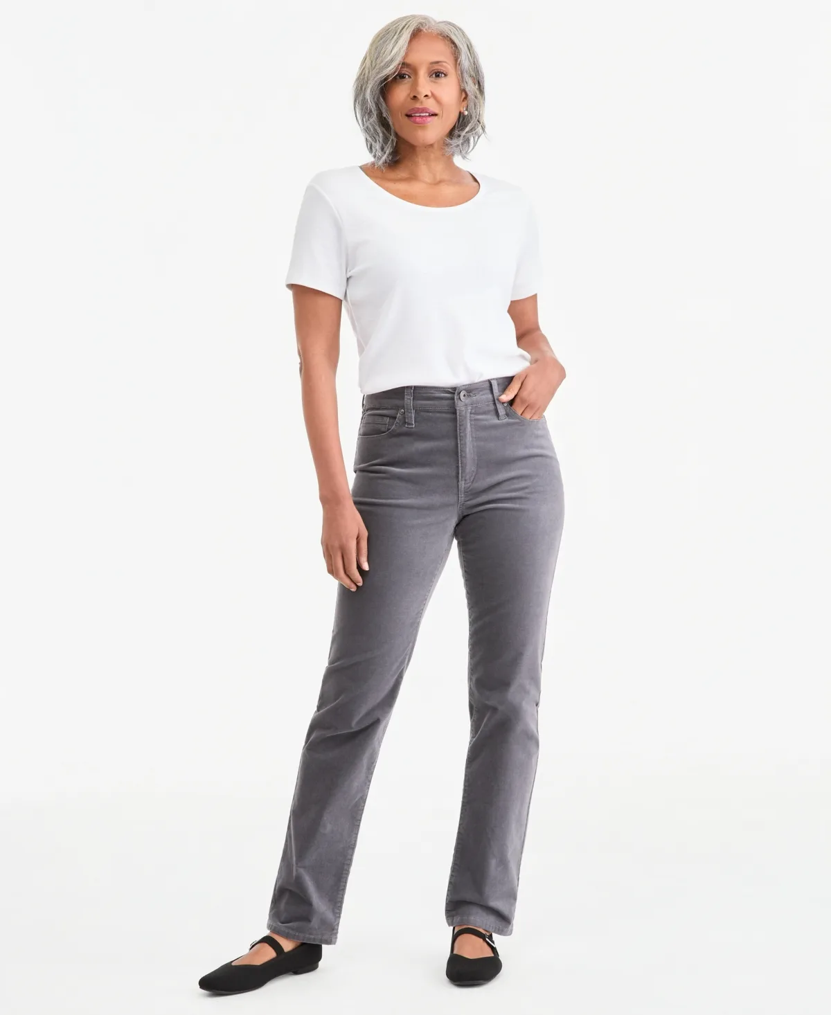Velveteen High-Waist Straight-Leg Pants by Style & Co
