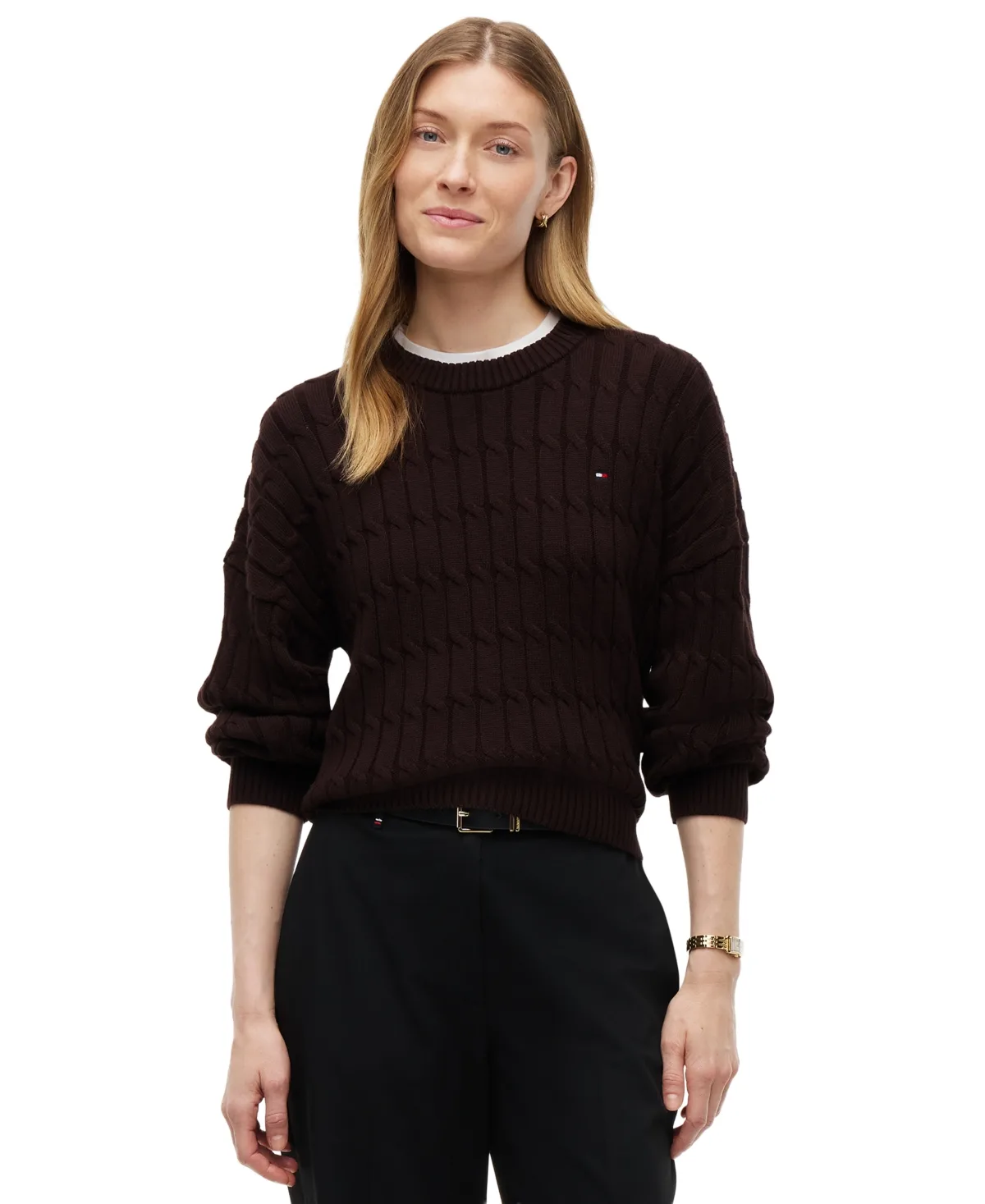 Tommy Hilfiger Cable-Knit Crewneck Sweater by Tommy Hilfiger