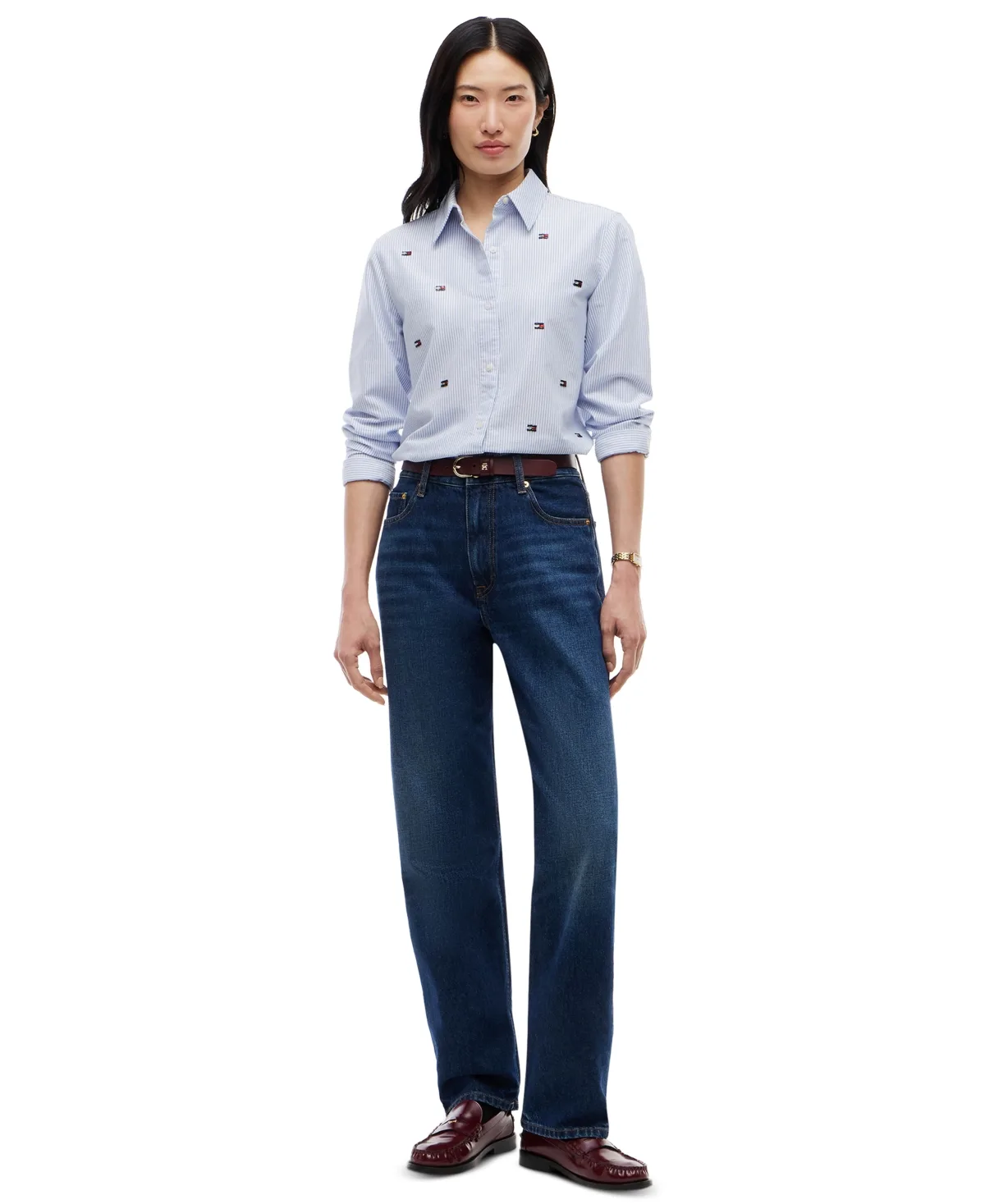 Tommy Hilfiger Oxford Striped Embroidered Long-Sleeve Shirt by Tommy Hilfiger