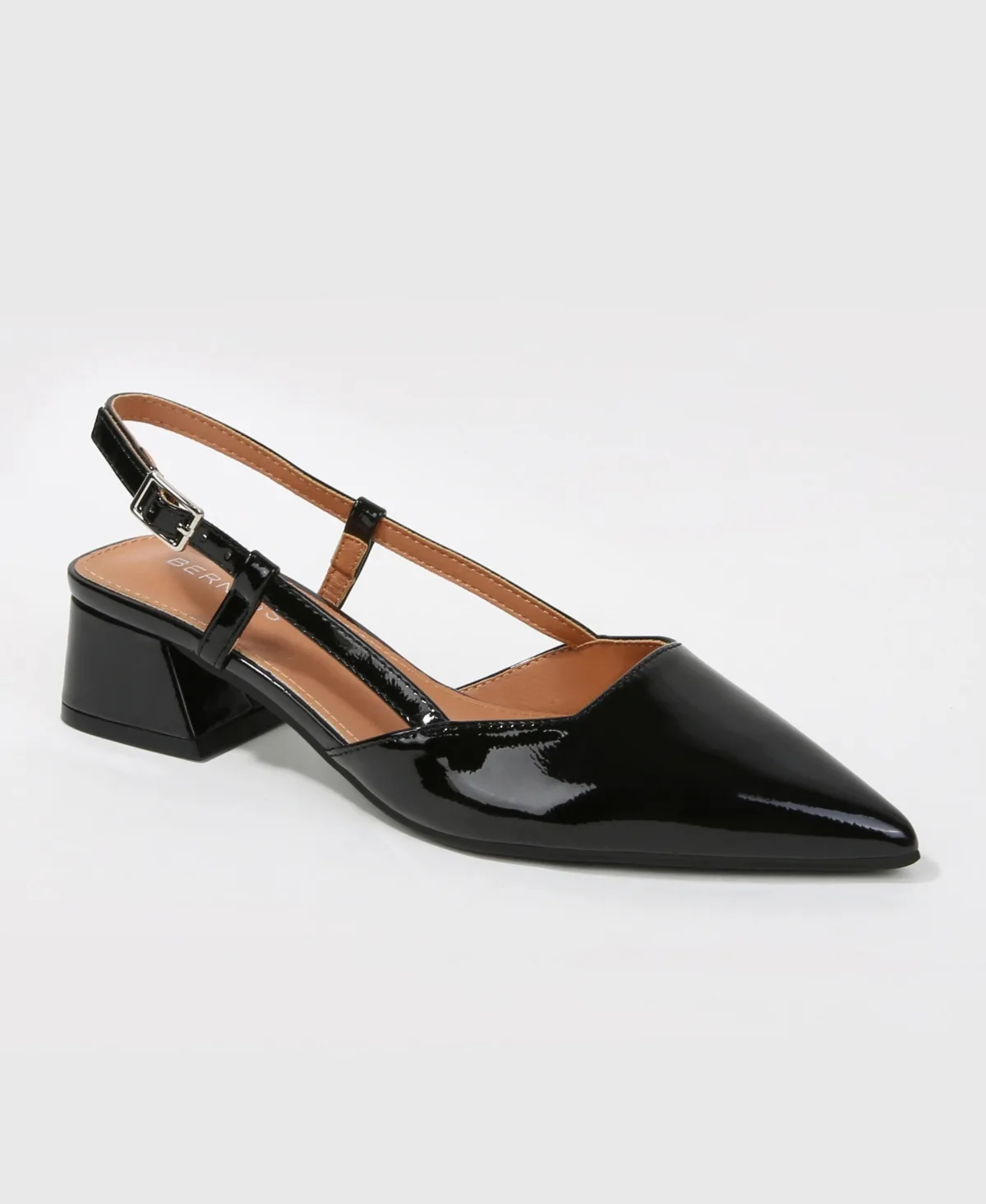 Berness Vieda Pointed-Toe Slingback Low-Block-Heel Faux Leather Pumps