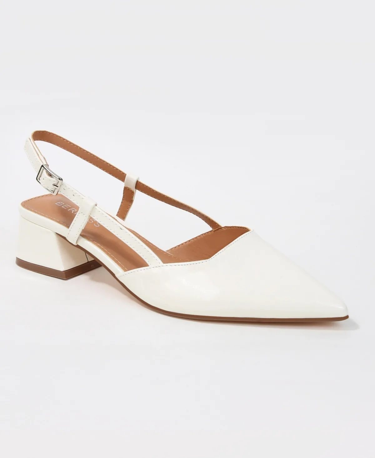 Berness Vieda Pointed-Toe Slingback Low-Block-Heel Faux Leather Pumps