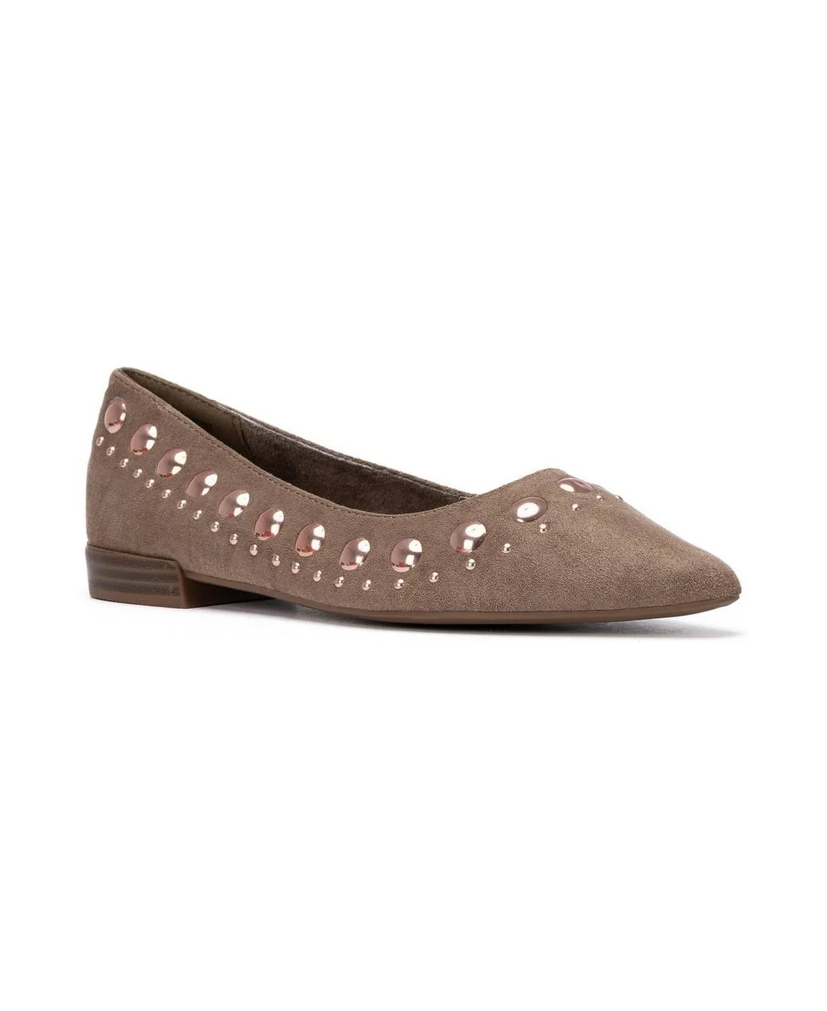 Studded Suede Ballet Flats by Xti