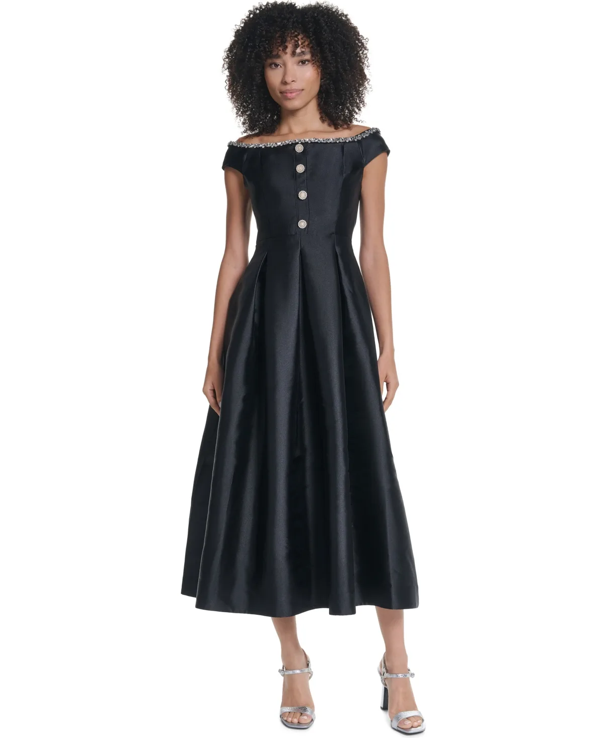 Off-the-Shoulder A-Line Midi Dress by Karl Lagerfeld