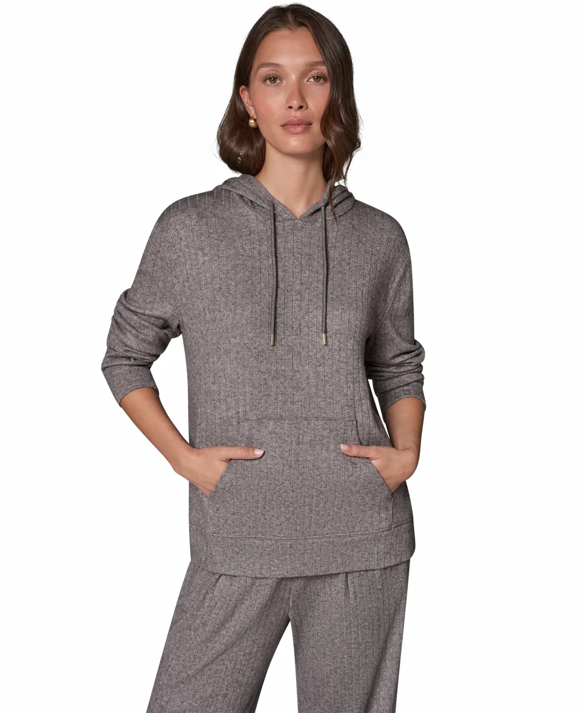 Plush Drop-Needle Ribbed Hoodie