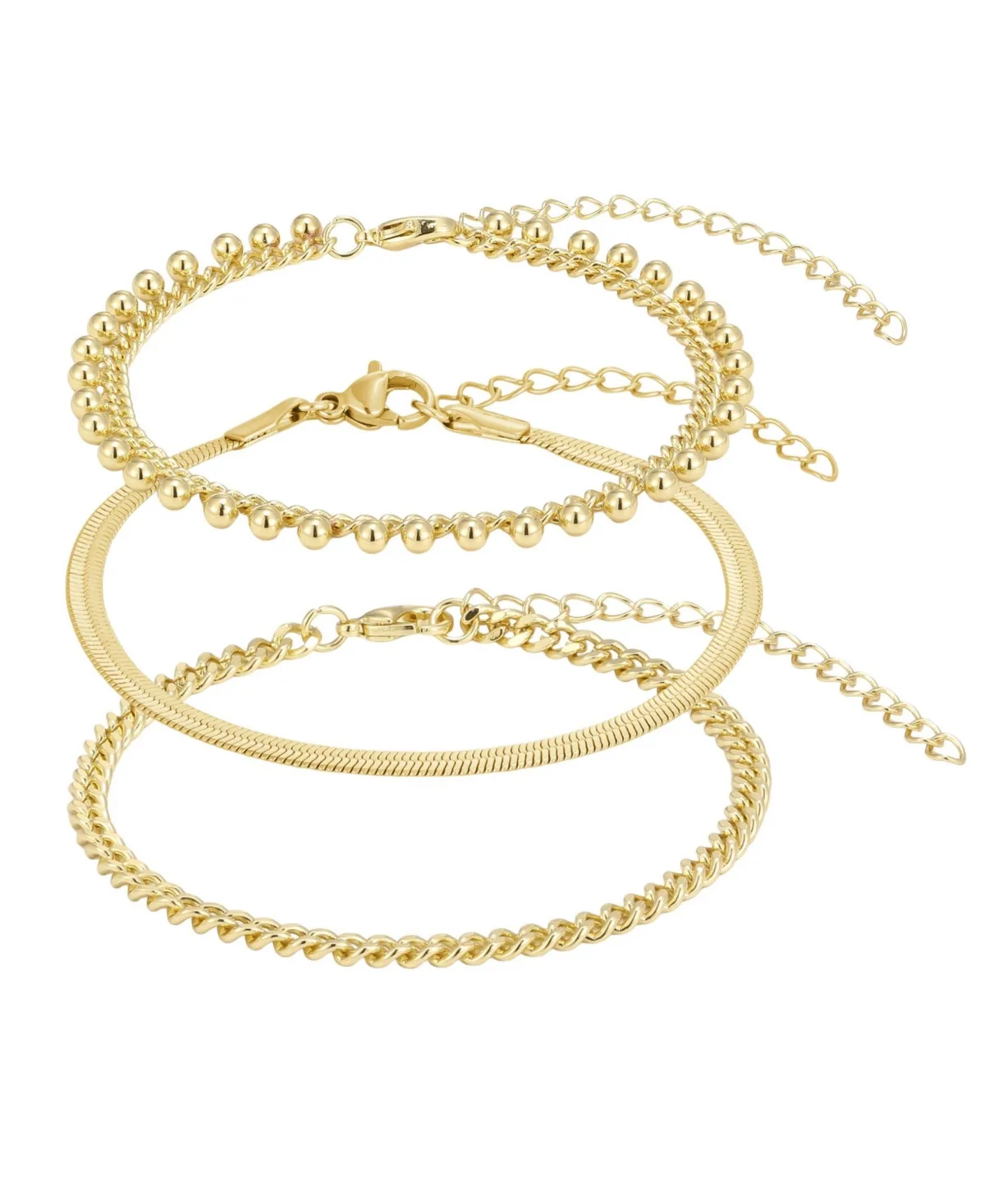 Crystal Gold-Tone Curb Adjustable Bracelet