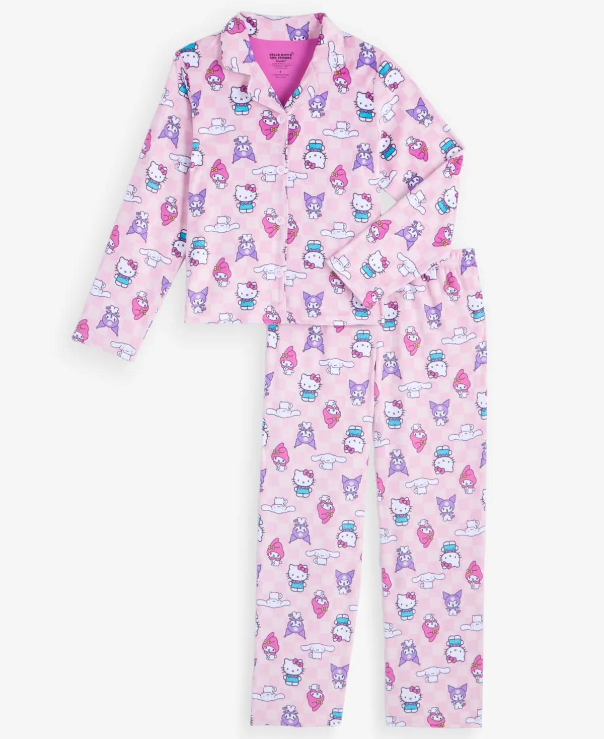 Long-Sleeve Button-Down Top and Pajama Pants, 2-Piece Set by Hello Kitty
