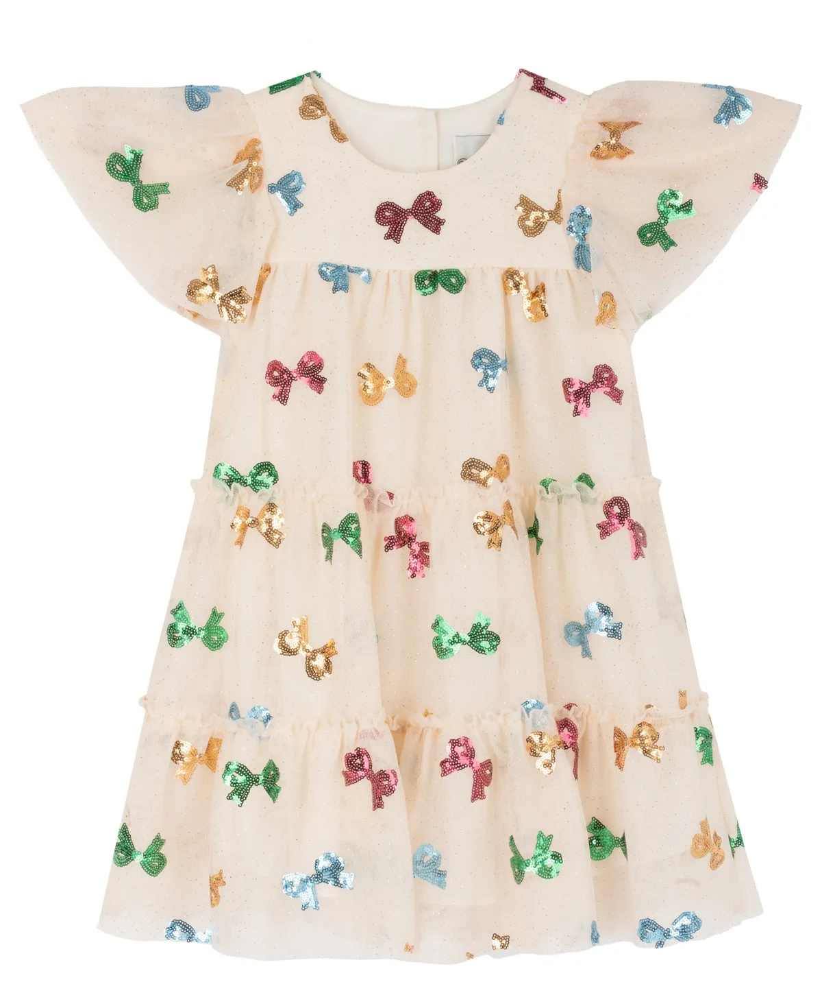Flutter-Sleeve Tiered Dress by Rare Editions