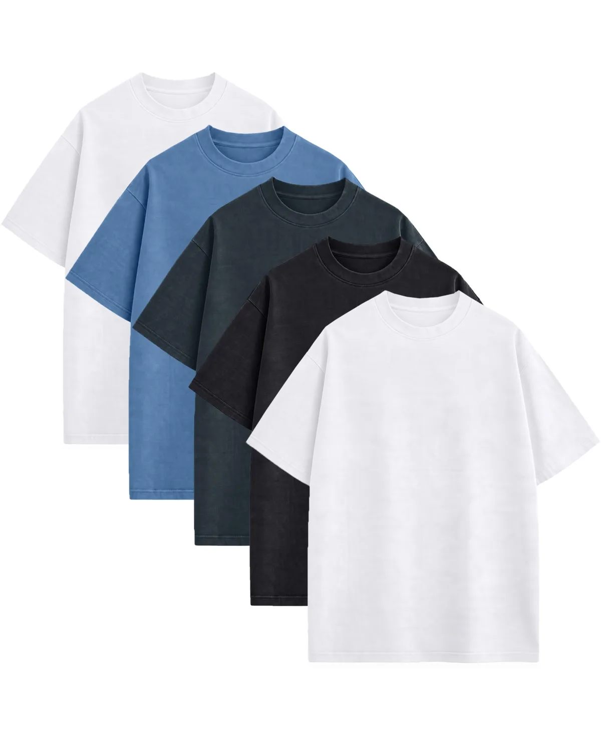 Heavyweight Micro Waffle Knit Drop-Shoulder T-Shirts, 5-Pack by Blu Rock