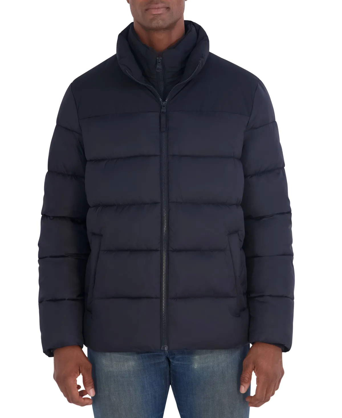 Marshmallow Mid-Weight Stand-Collar Bib Puffer by Nautica