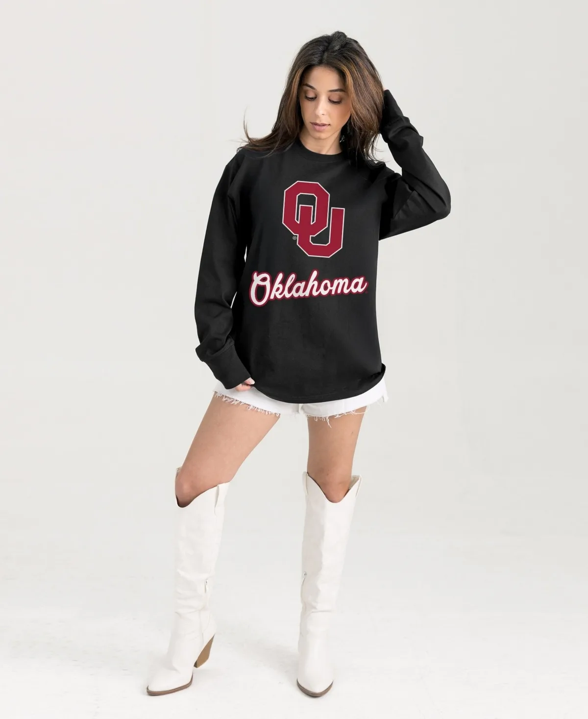 Oklahoma Sooners Honor Roll Oversized Long-Sleeve T-Shirt by Gameday Couture