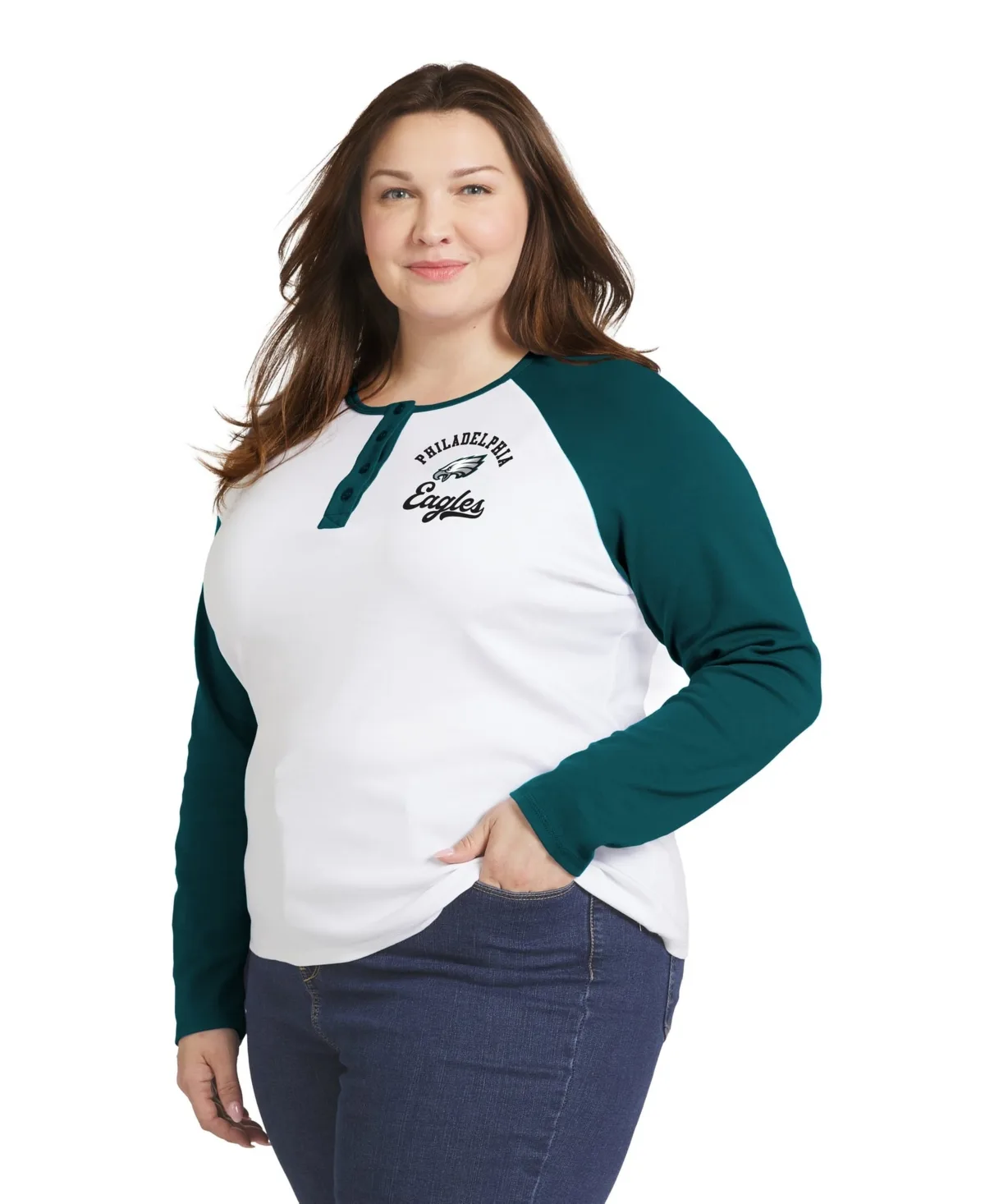 Philadelphia Eagles Henley Long-Sleeve Raglan T-Shirt