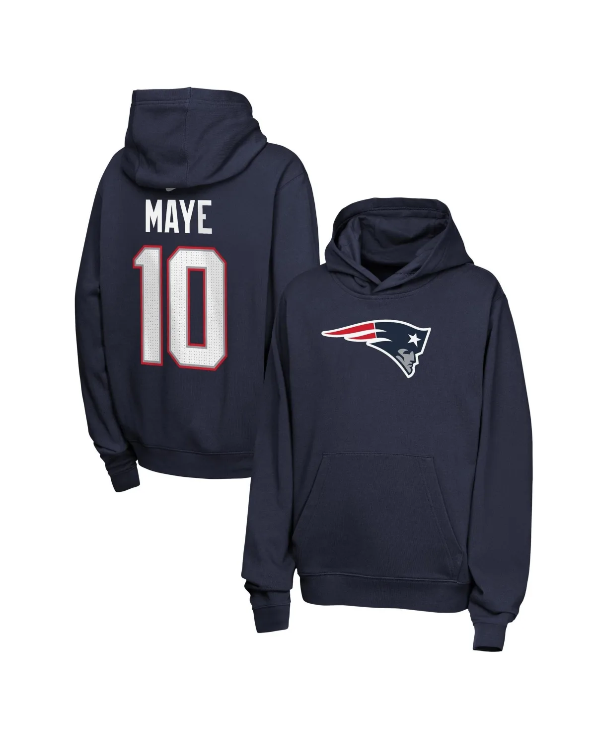 New England Patriots Drake Maye Club Fleece Brushed French-Terry Long-Sleeve Hoodie by Nike