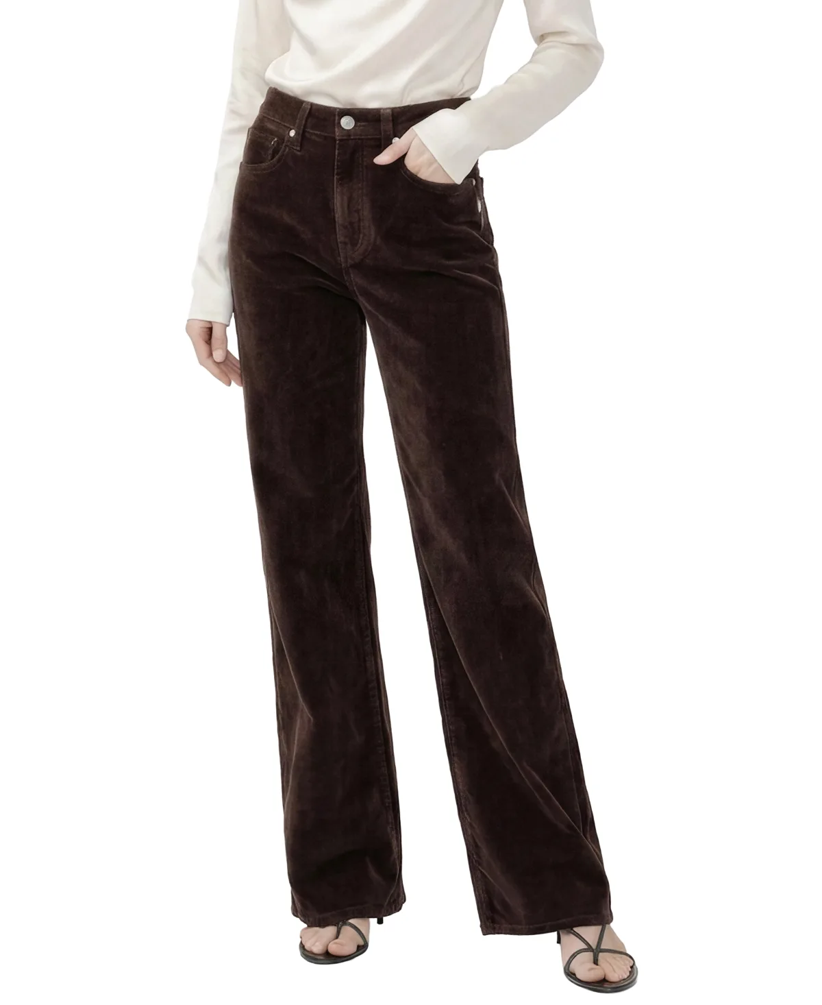 Avery High-Waist Wide-Leg Velvet Pants