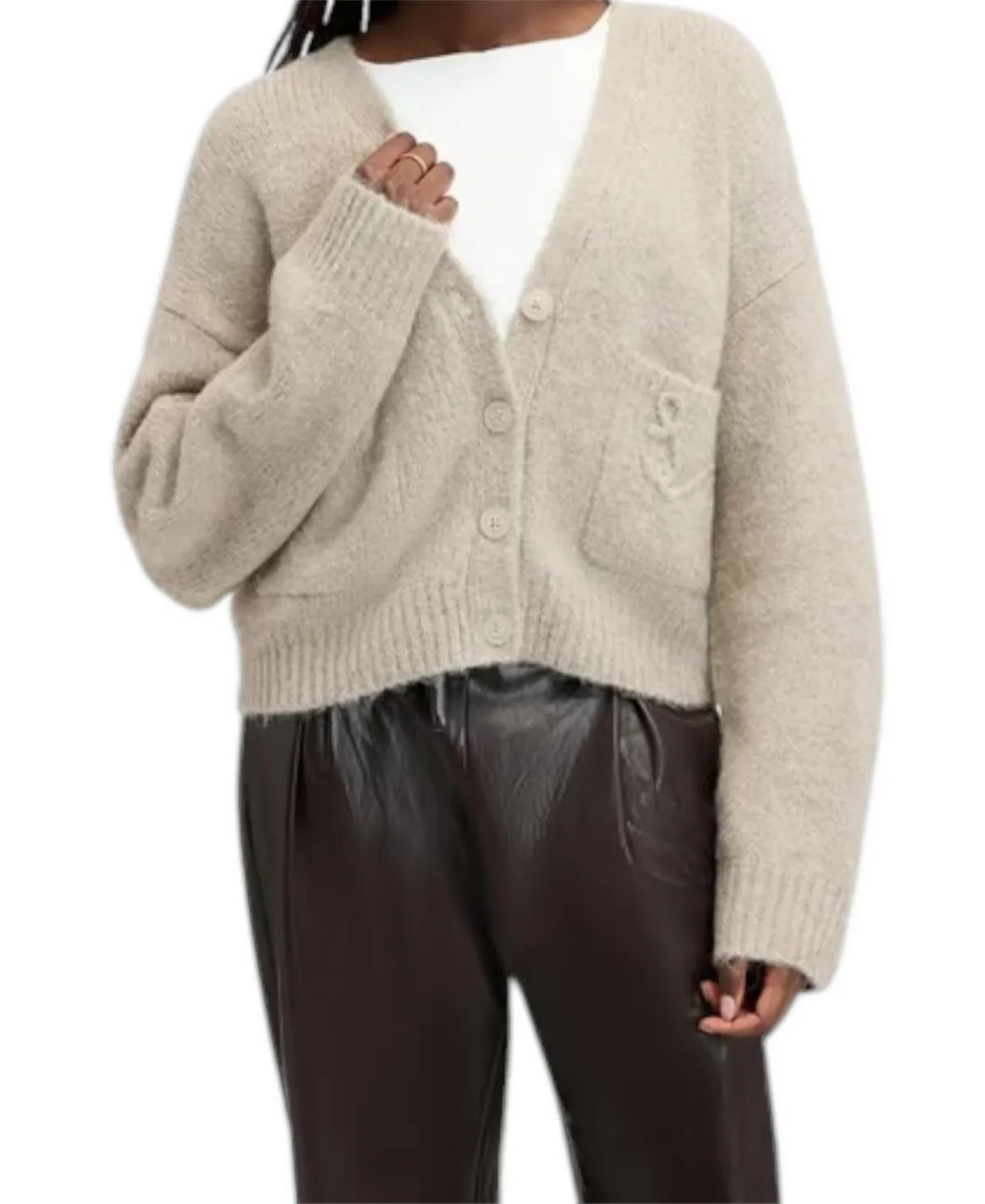 Logo-Pocket Cardigan Sweater by Sam Edelman