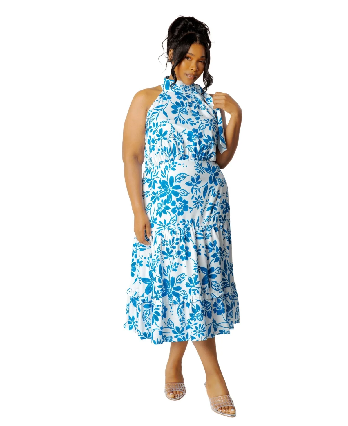 Floral Halter Neck Midi Dress by Buxom Couture