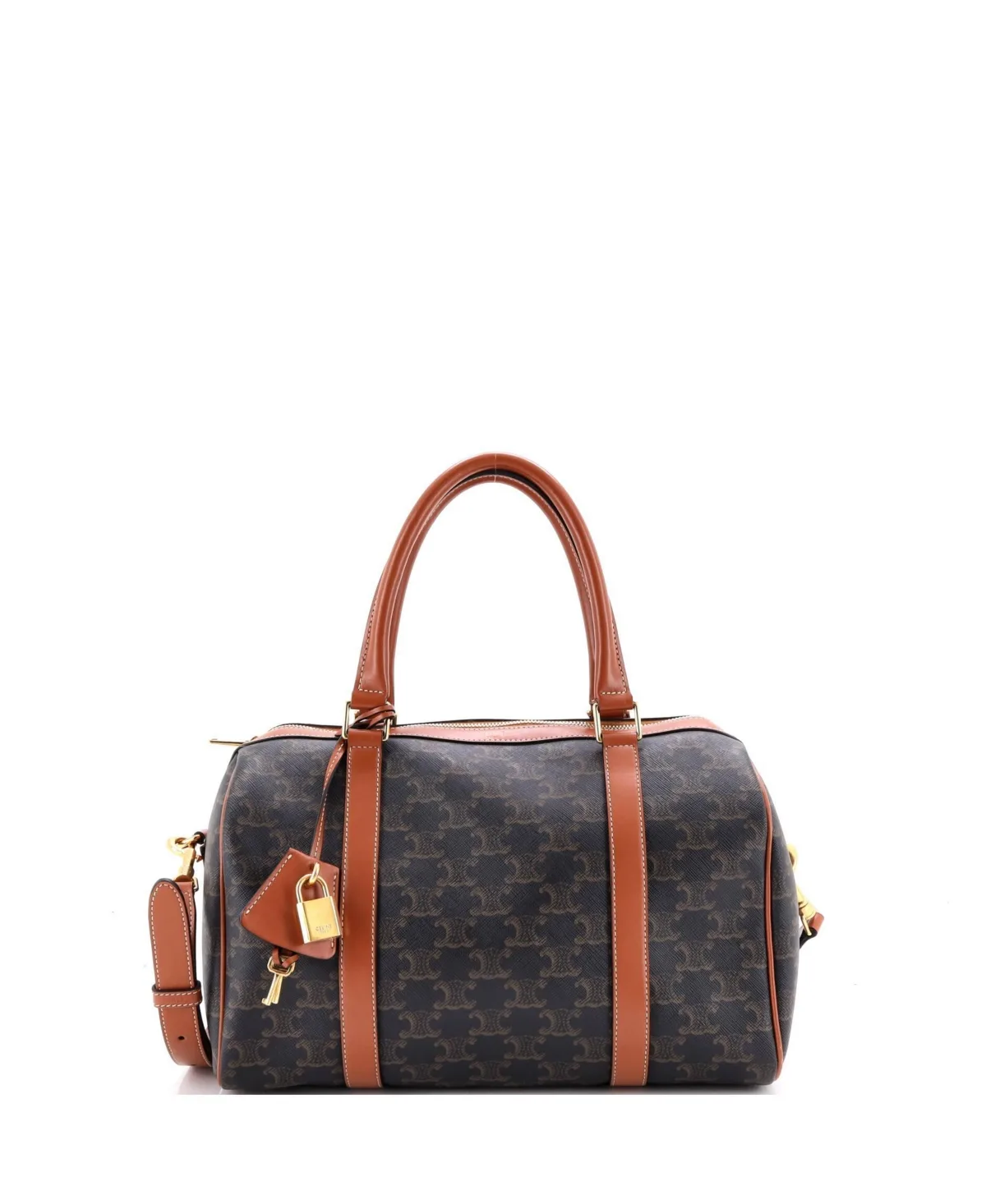 Pre-Owned Large Boston Bag Triomphe Coated Canvas by Celine